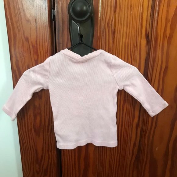 Light pink ribbed long sleeve baby shirt - Picture 3 of 5